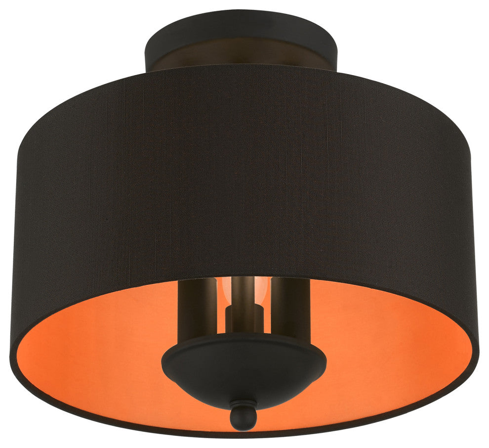 Livex Lighting 3 Light Black Semi-Flush Mount