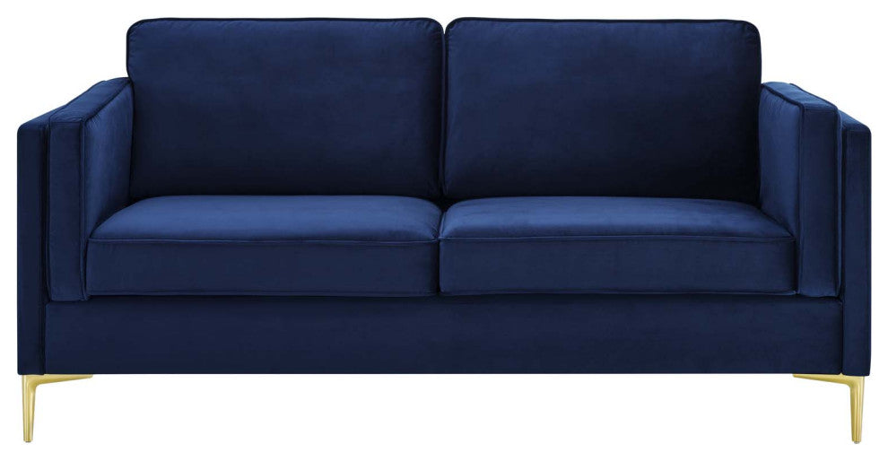 Sofa, Velvet, Dark Blue, Modern, Living Lounge Room Hotel Lobby Hospitality