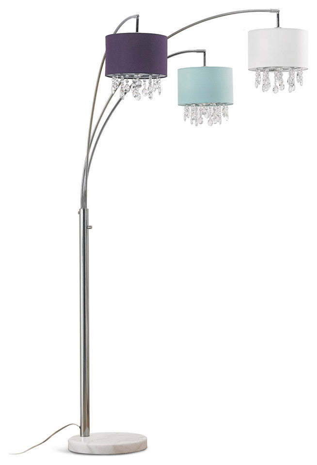 Palace 3-Light Crystal Pendant Arch Floor Lamp, Clear