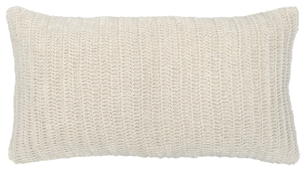 Nakeya Knitted Throw Pillow by Kosas Home, Ivory, 14x26