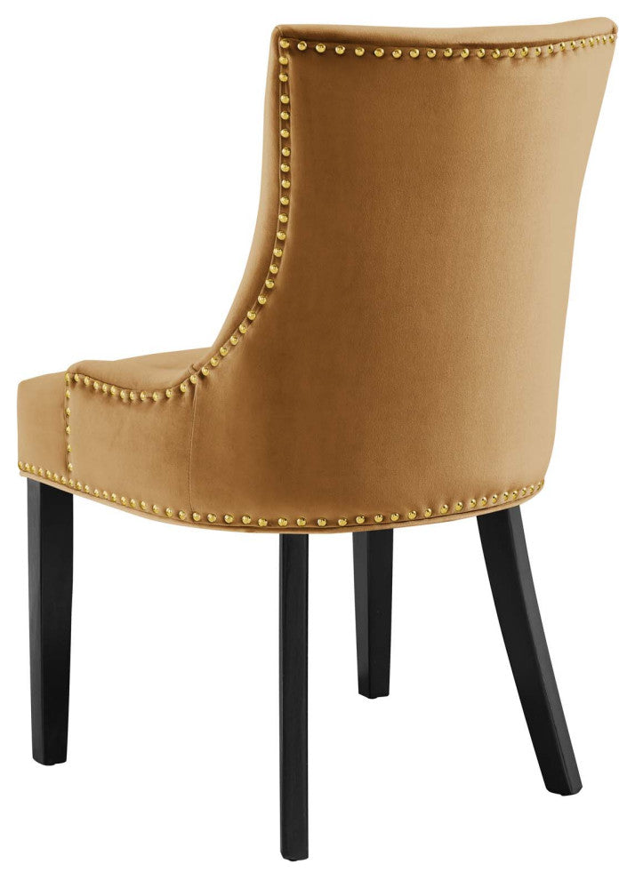 Dining Chair, Nailhead, Set of 2, Brown, Velvet, Modern, Bistro Hospitality