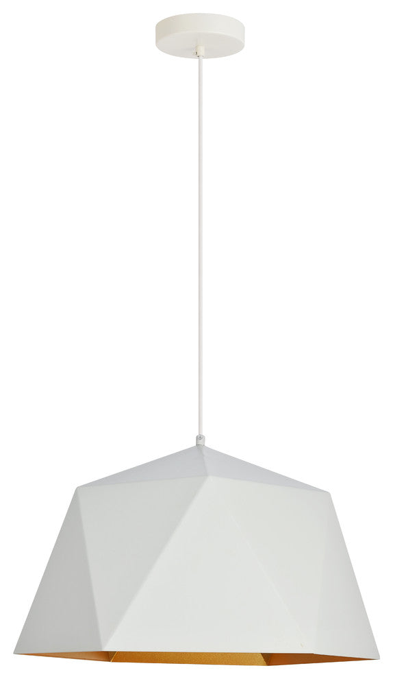 Arden Collection Pendant, 1-Light, Golden Inside Finish, 17.7"x11.4", White