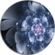 Fractal Flower Light Blue Petals, Floral Digital Round Wall Art, 11"