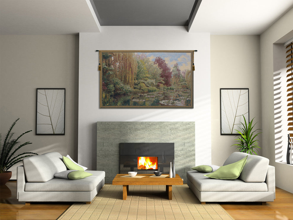 Monet Left Panel with Border Belgian Wall Tapestry