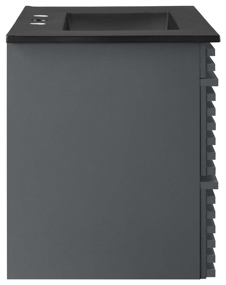 Render 30" Wall-Mount Bathroom Vanity, Gray Black