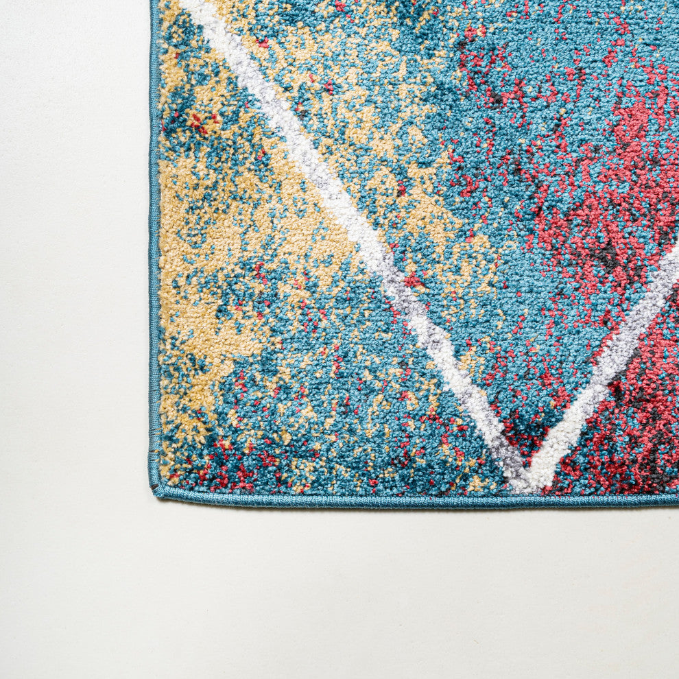 Cole Minimalist Diamond Trellis Multi/White 5'x8' Area Rug