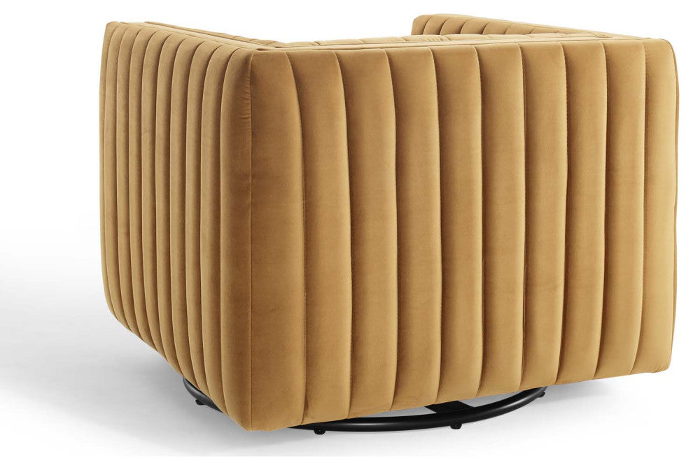 Tufted Armchair Accent Chair, Velvet, Brown, Modern, Living Lounge Hospitality