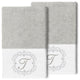 Linum Home Turkish Cotton Monica 2-Piece Embellished Hand Towel Set, Light Gray
