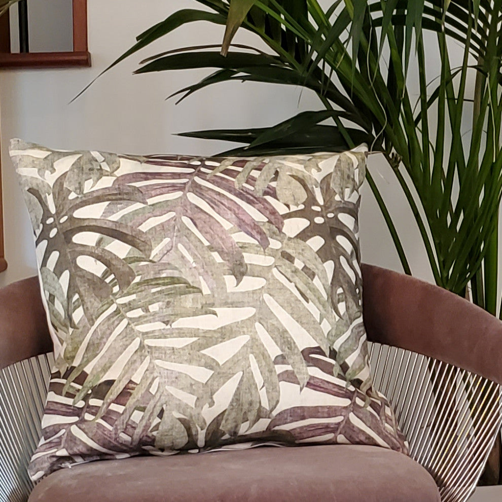 Pattaya Purple Palm Throw Pillow 20x20, with Polyfill Insert