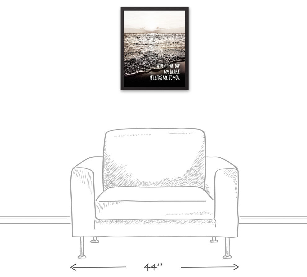 Sunset Beach  16x20 Black Framed Canvas