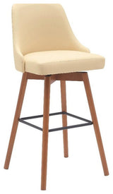 Armen Living Sicily 30" Swivel Wood & Faux Leather Bar Stool in Walnut/Cream