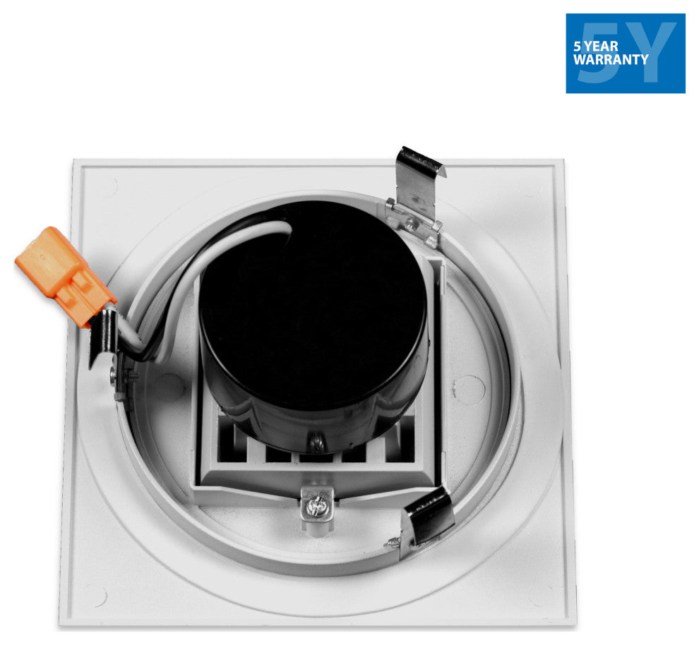 4" White Square Multi-Adjustable Recessed LED Downlight, 2700k