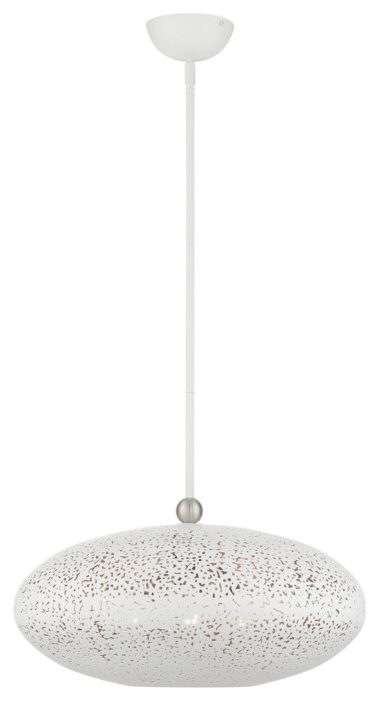 Livex Lighting Charlton 3 Light White With Brushed Nickel Accents Large Pendant
