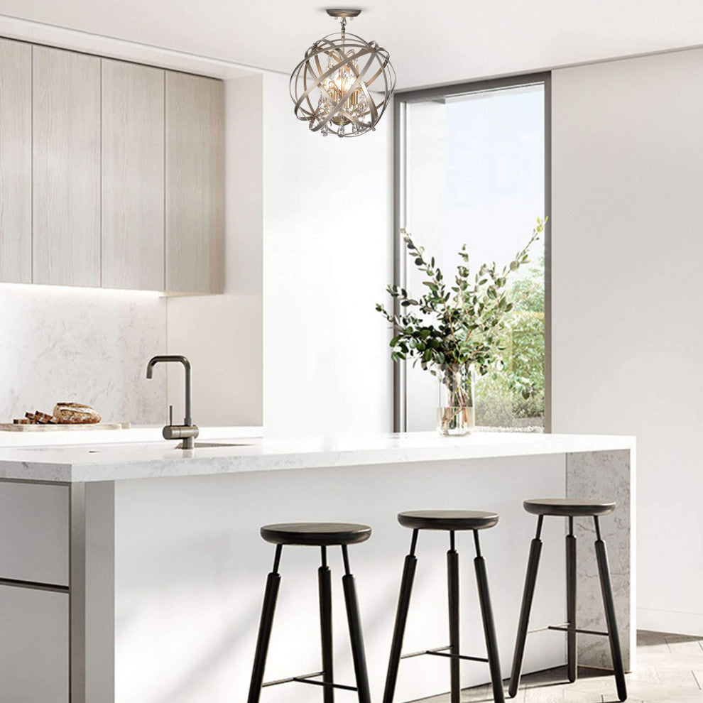 Chloe 4-light Globe Crystal Semi-Flush Mount