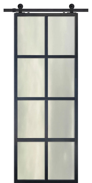 Modern French 8 Lite Cloud Barn Door, 36" X 96"
