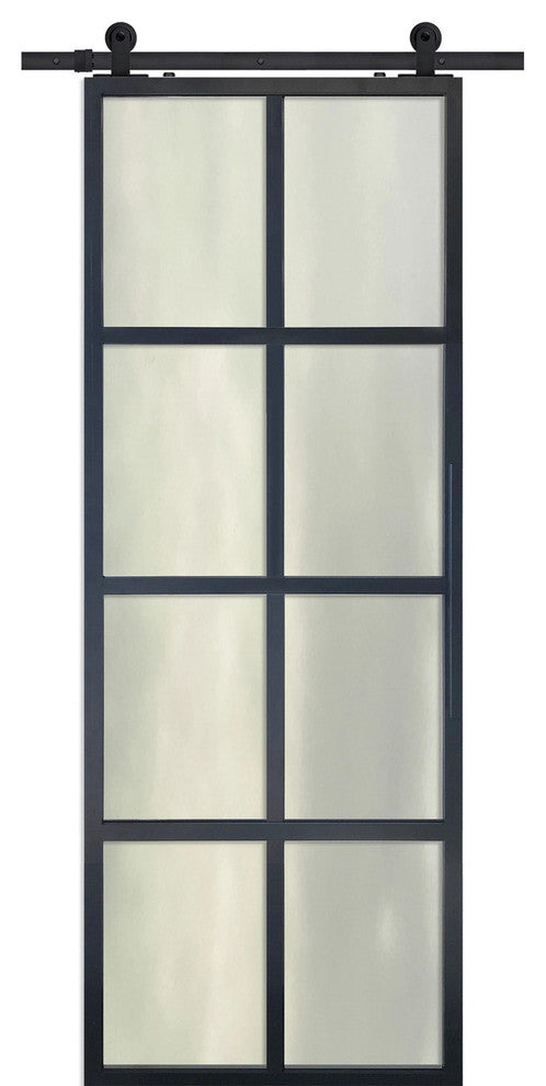 Modern French 8 Lite Cloud Barn Door, 36" X 96"