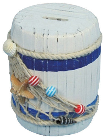 Wooden Barrel Coin Bank