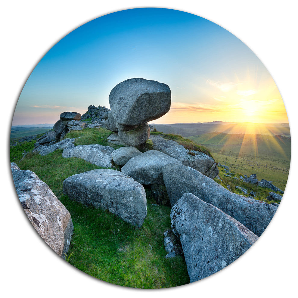Bodmin Moor Moorland In Cornwall, Landscape Round Metal Wall Art, 38"