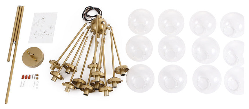 12-Light Modern Bubble Sputnik Chandelier, Brass