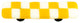 Art Glass Rectangle Checked Pull, Black Post, Sunflower Yellow White Squares