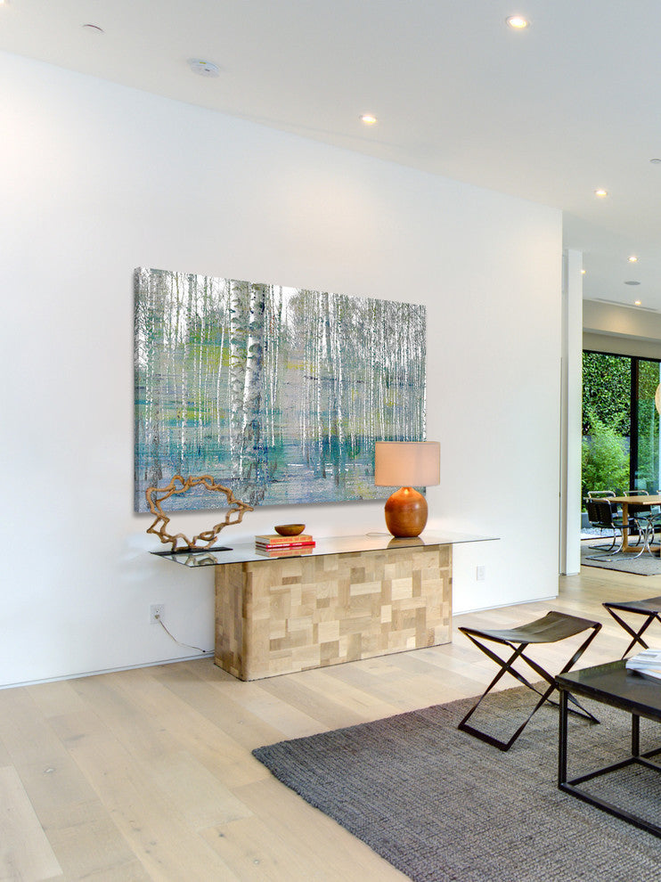 "Teal Tree Forest" Painting Print on Wrapped Canvas, 60"x40"