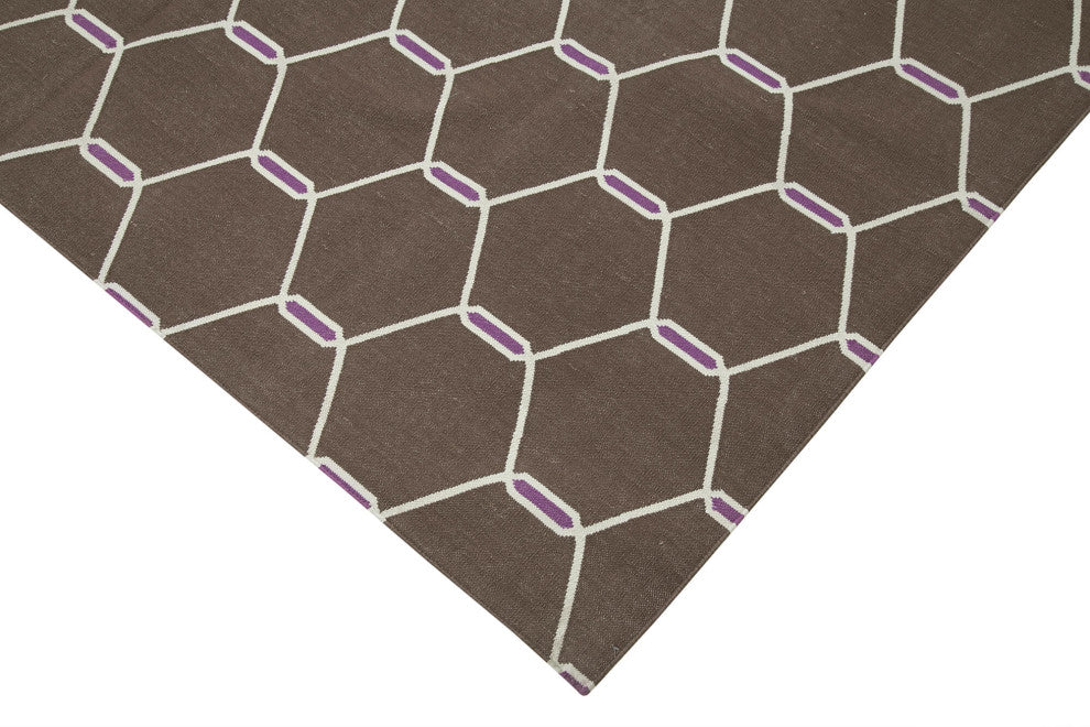 Rug N Carpet - Handmade Wool 6' 0'' x 8' 8'' Geometric Dhurrie Kilim Rug