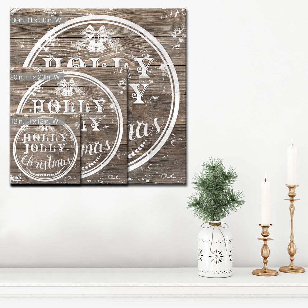 Ready2HangArt 'Christmas Holly Jolly' Textual Canvas Wall Art, 12"x12"