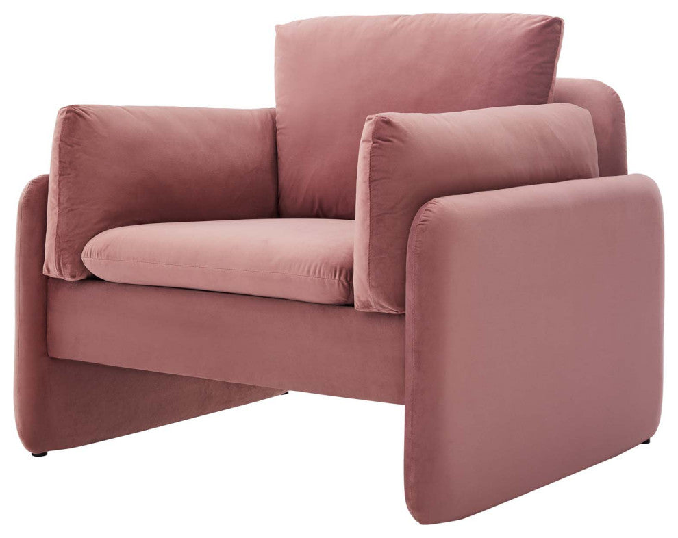 Armchair Accent Chair, Velvet, Pink, Modern, Living Lounge Hotel Hospitality