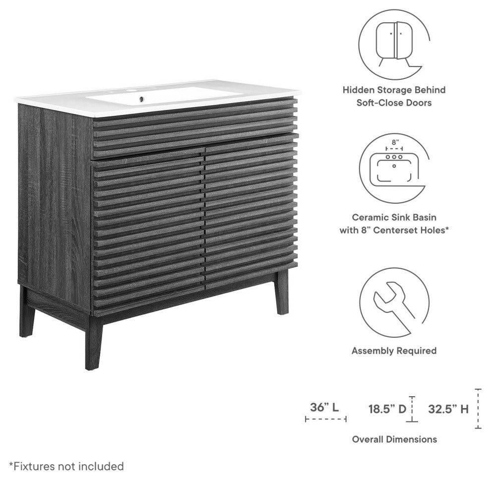 Render 36" Bathroom Vanity, Charcoal White