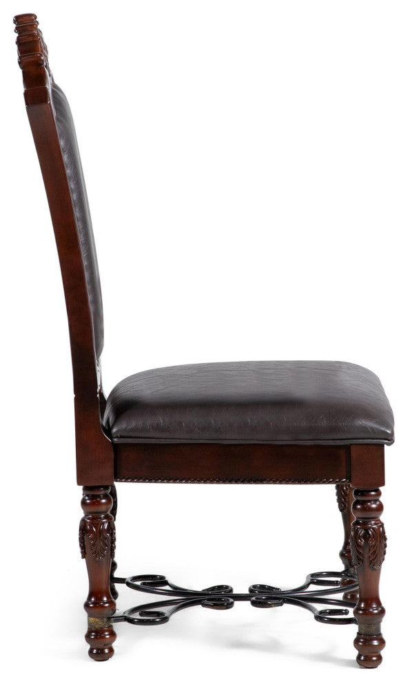 Furniture of America Exa Wood Padded Side Chair in Brown Cherry (Set of 2)
