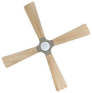 56" 4-Blade Solid Wood Ceiling Fan with LED Light and Remote Control, Brushed Nickel/Natural Wood