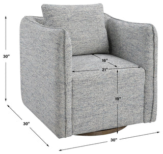 Uttermost 23820 Corben 30"W Hardwood Framed Polyester Accent - Blue / White