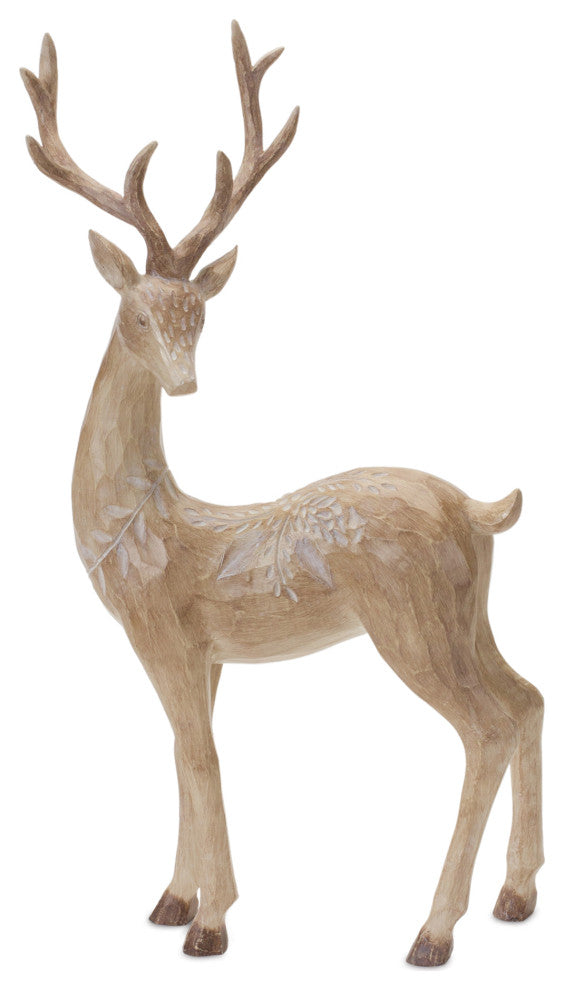 Carved Deer Figurine, 2-Piece Set