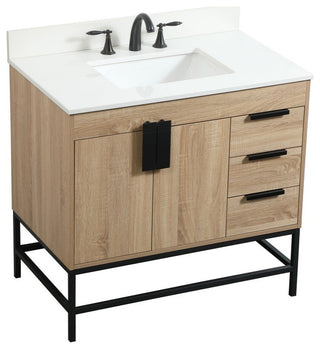 Home Living 22" Modern Mango Wood-Light Bathroom Vanity