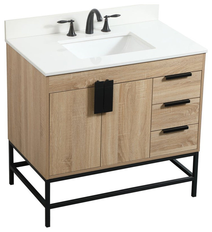 Home Living 22" Modern Mango Wood-Light Bathroom Vanity