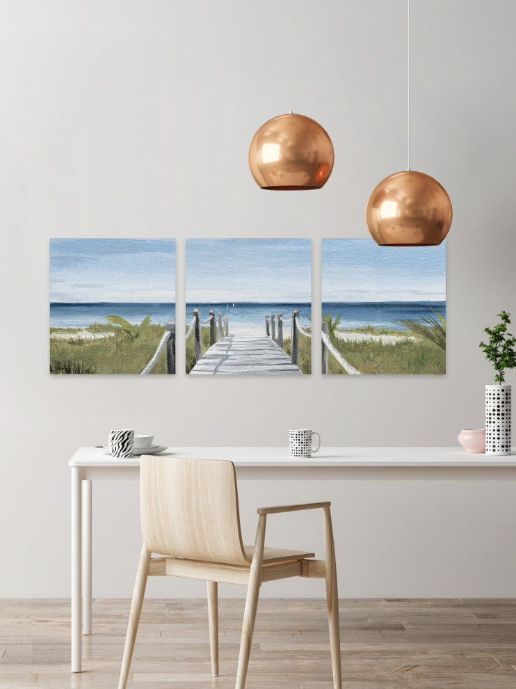 Sweeping Ocean View Triptych, Set of 3, 18x18 Panels