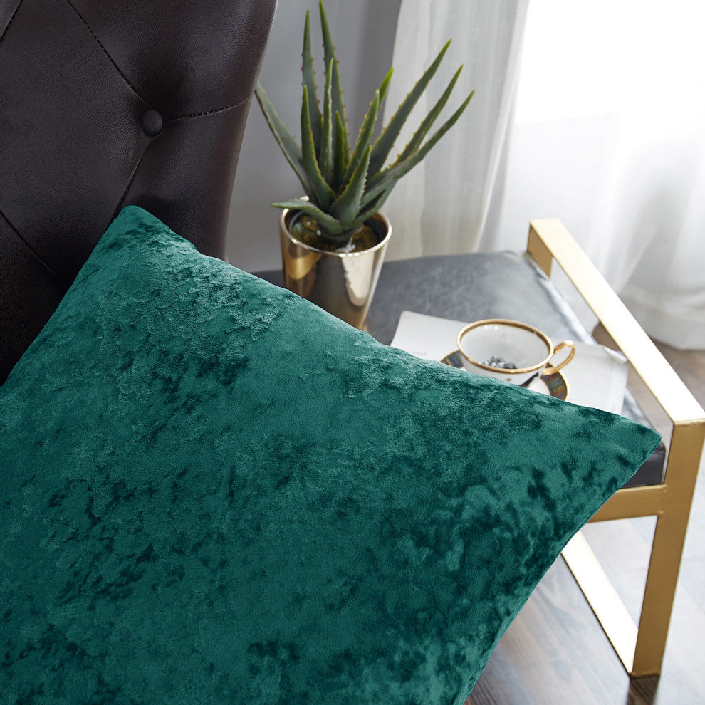 Crushed Velvet Pillow Cover 2 Piece Set, Sapphire, 26" X 26"