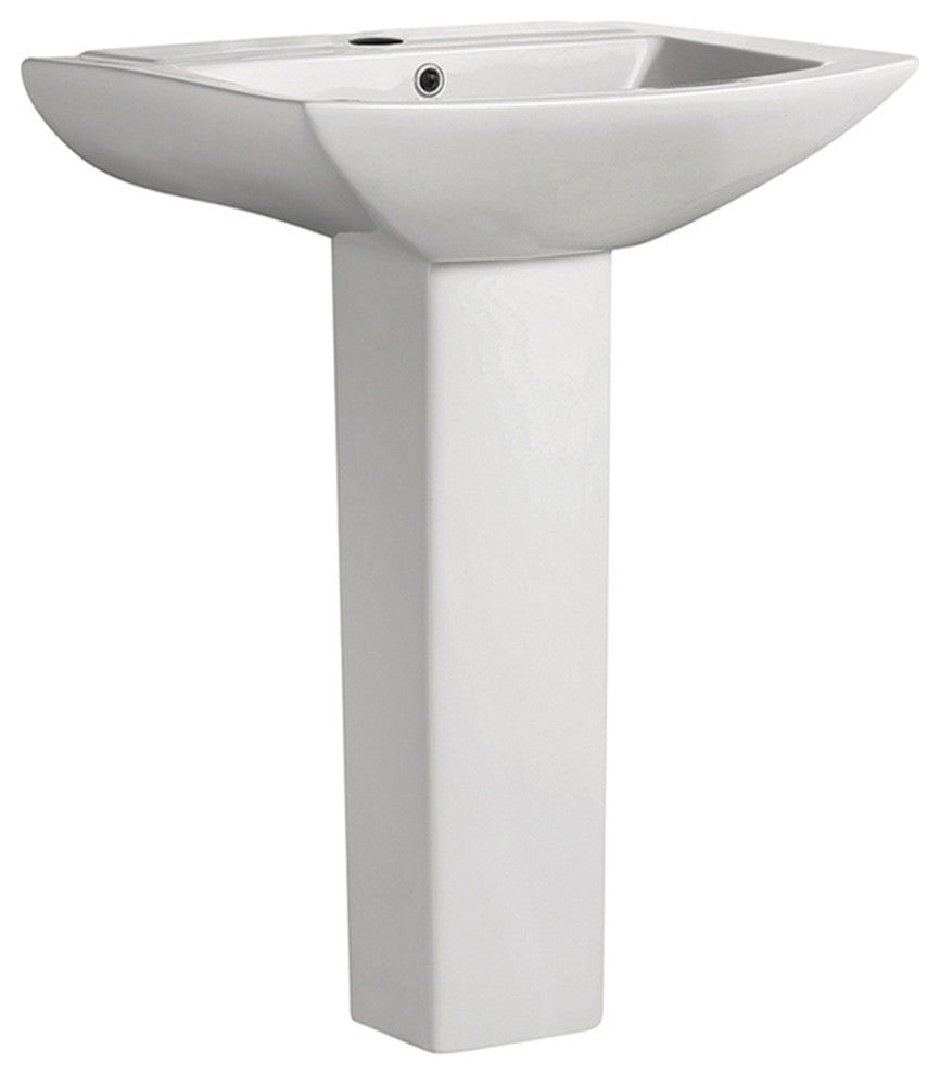 Sublime Pedestal Bathroom Sink Rectangular with Single Faucet Hole