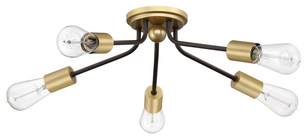 Quoizel LTT1628 Latitude 5 Light 27-1/2"W Flush Mount Ceiling - Western Bronze