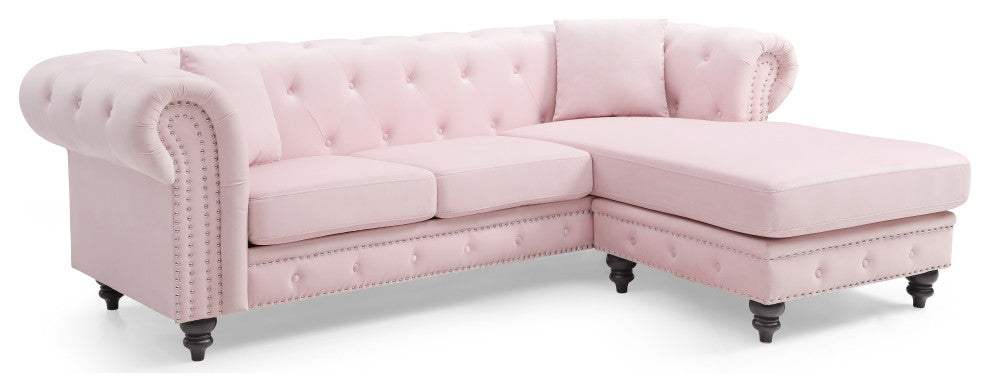Nola Sofa Chaise, Pink