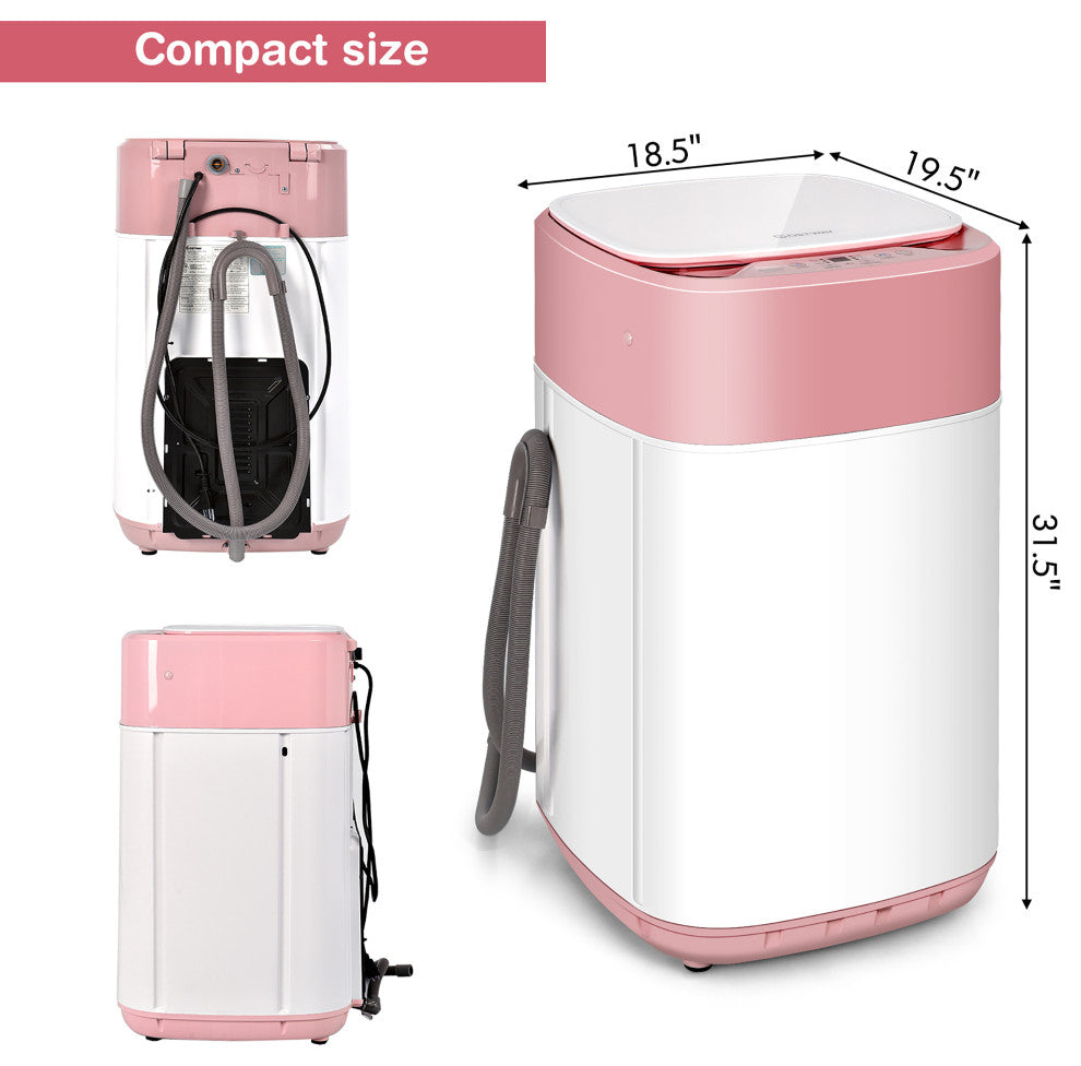 Costway 8lbs Portable Fully Automatic Washing Machine W/ Drain Pump Pink