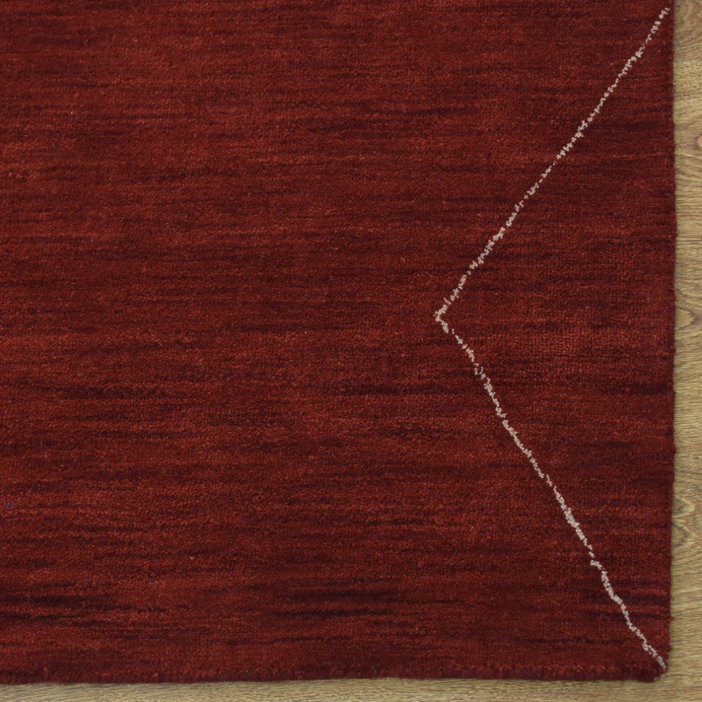 HAND KNOTTED LOOM WOOL ECO-FRIENDLY AREA RUGS - Rectangle, Red Beige, Geometric