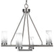 Trinity 4 Light Chandelier Shown, Graphite Finish With 2.5" Onyx Swirl Glass