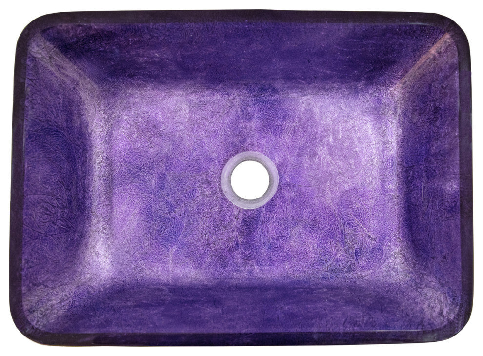 Eden Bath EB_GS81 Rectangular Purple Foil Glass Vessel Sink with Black Exterior