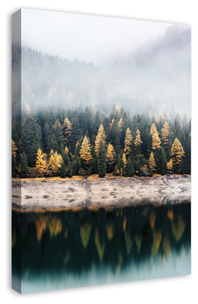 Evergreen Mirror Lake 20x30 Canvas Wall Art