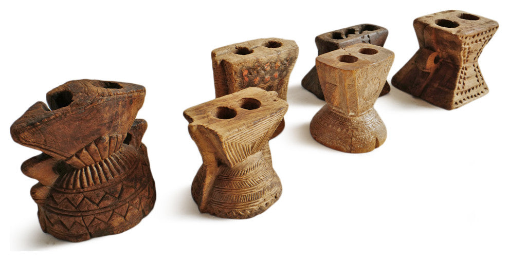 Consigned Rajasthan Village Wood Candle Stand 6