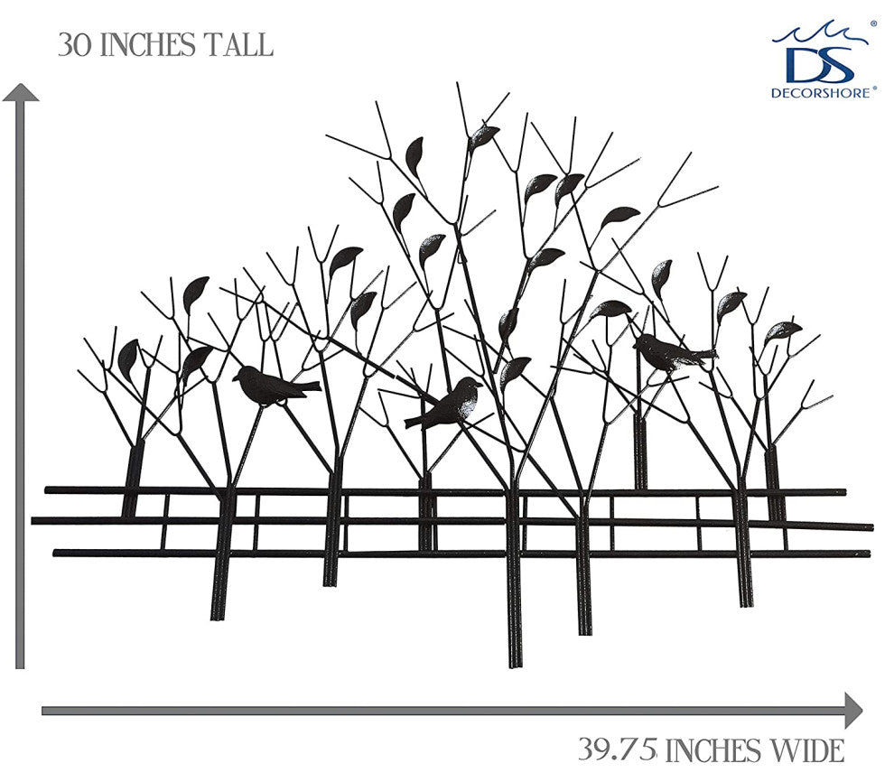 DecorShore Trees and Birds 3D Metal Wall Art Sculpture Home and Office