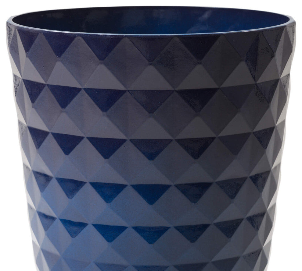 Set of 2 Eco-Friendly PE Faux Ceramic Textured Planters, Cobalt Blue