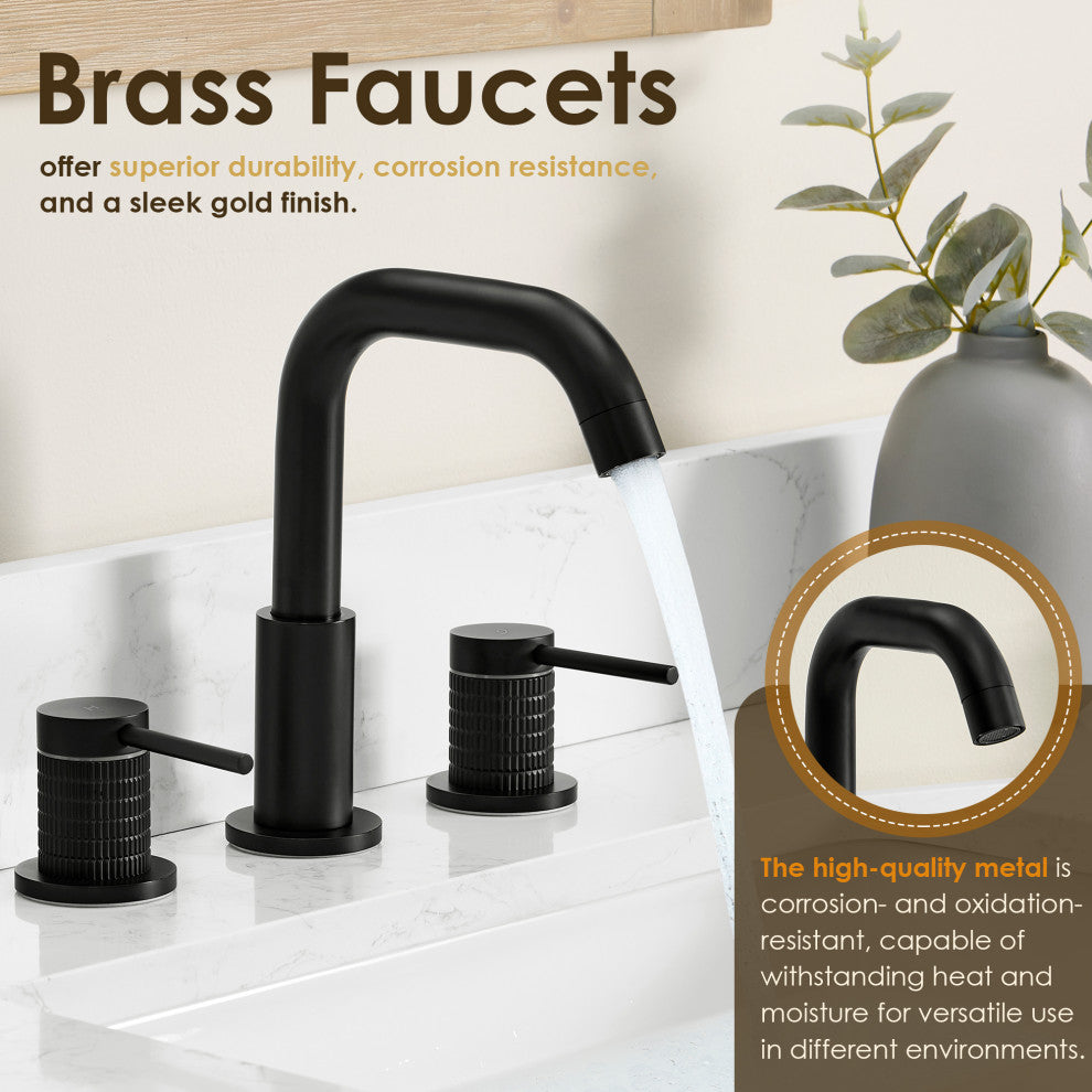 Versace 8" Widespread 2-Handle Bathroom Faucet, Matte Black