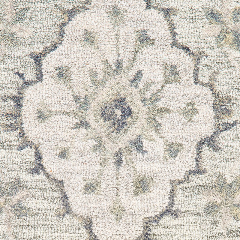 5" x 8" Pale Green and Cream Decorative Area Rug